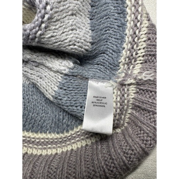 VICI Oakwood striped crewneck wool blend beige/lilac Women knit Sweater SzXL NEW - Picture 10 of 11